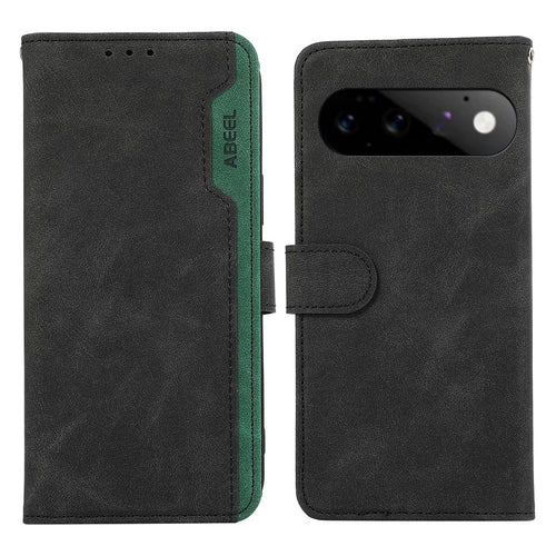 ABEEL For Google Pixel 11 Pro / Pixel 11 Case Color Splicing Leather Flip Phone Cover RFID Blocking - Black - 1