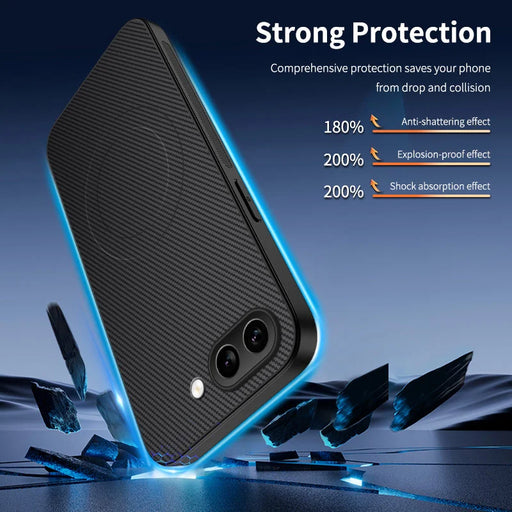 WANLONFENG For Google Pixel 10a TQ Series Magnetic Case Carbon Fiber Texture PC TPU Phone Cover - Black - 2
