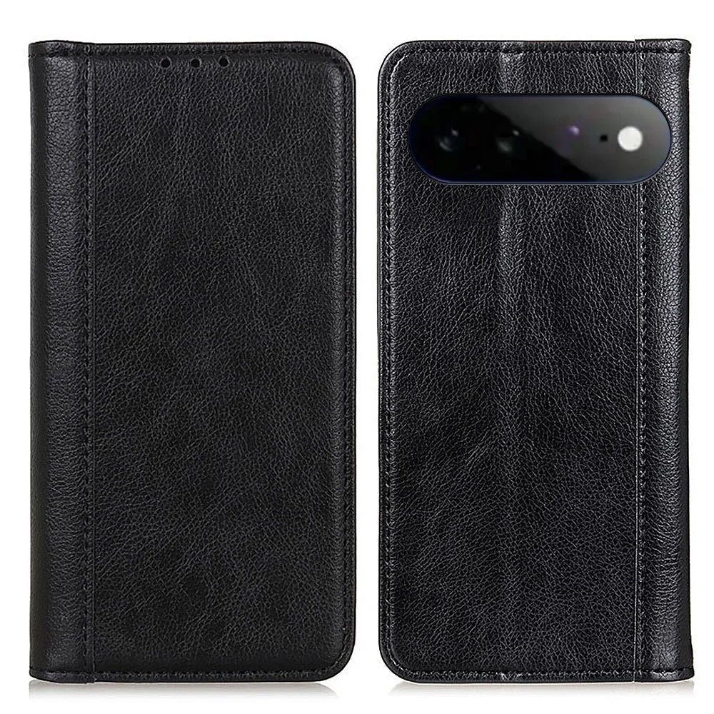 For Google Pixel 11 Pro XL Stand Case Split Leather Litchi Texture Wallet Phone Cover - Black - 1