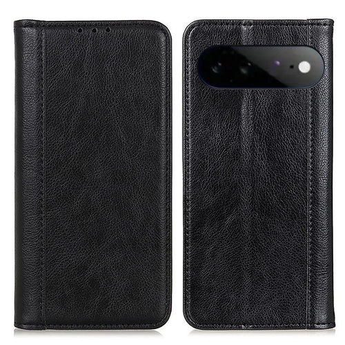 For Google Pixel 11 Pro XL Stand Case Split Leather Litchi Texture Wallet Phone Cover - Black - 1