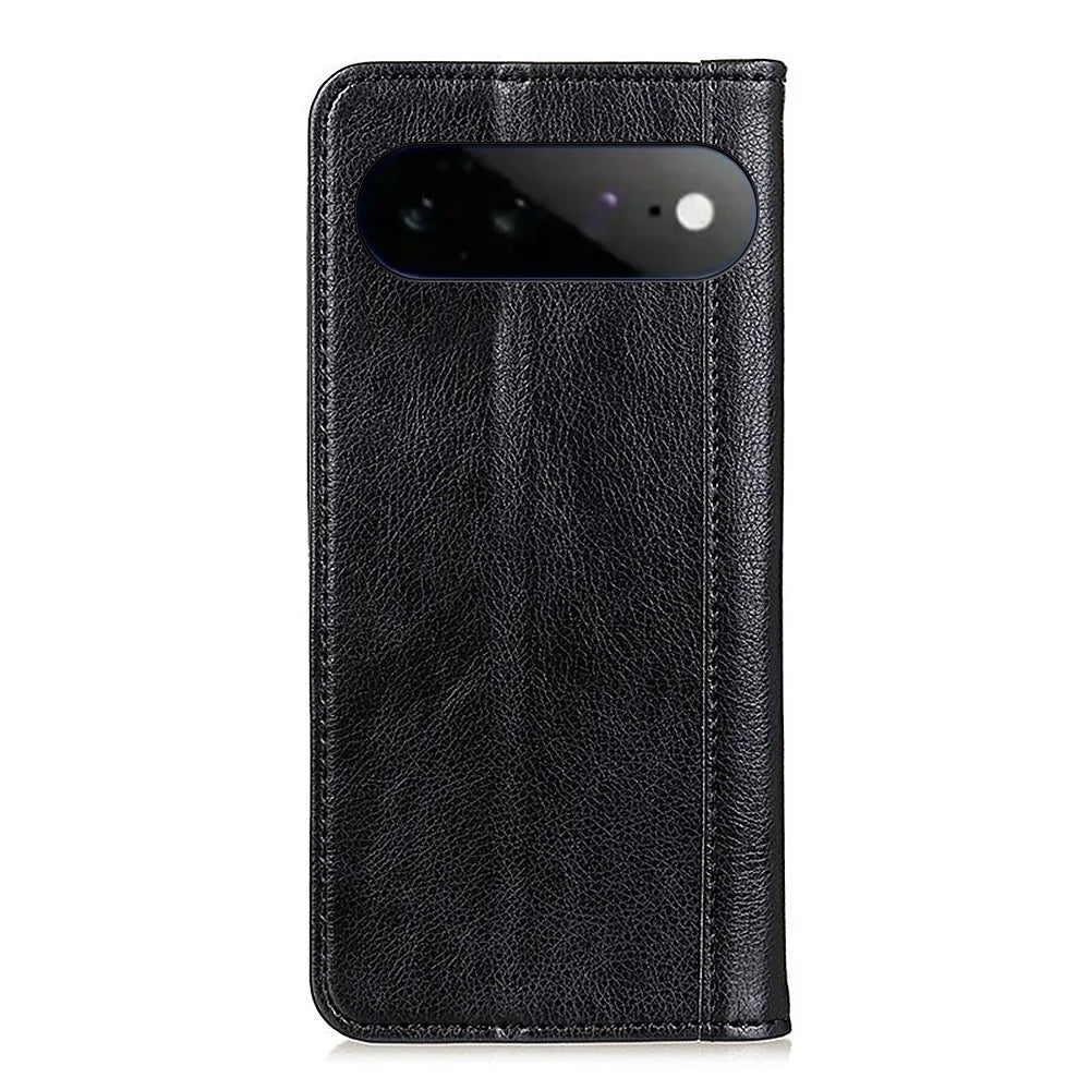 For Google Pixel 11 Pro XL Stand Case Split Leather Litchi Texture Wallet Phone Cover - Black - 7