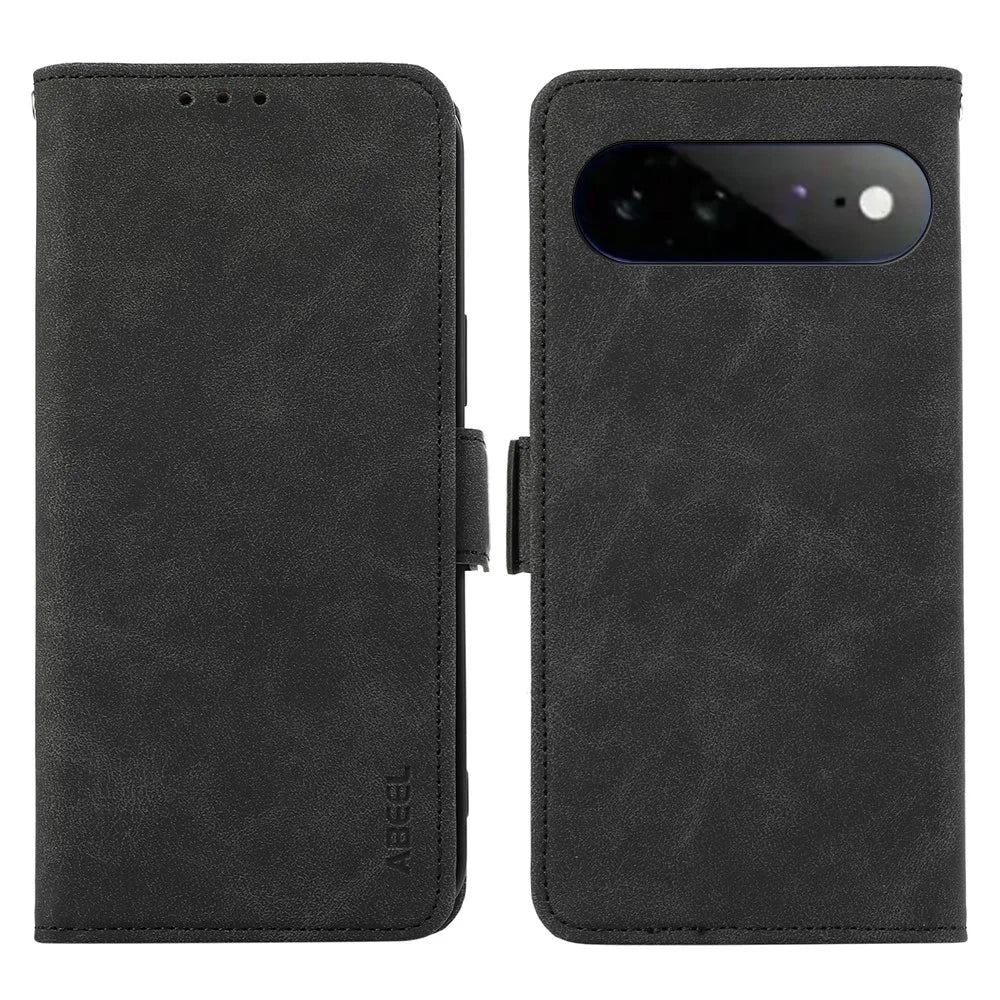ABEEL For Google Pixel 11 Pro XL Case PU Leather Folio Stand View RFID Blocking Phone Cover - Black - 1