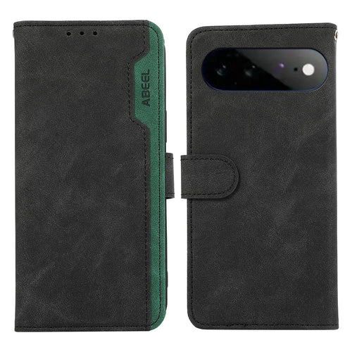 ABEEL For Google Pixel 11 Pro XL Case Color Splicing Leather Flip Phone Cover RFID Blocking - Black - 1