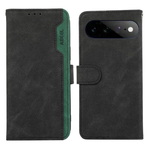 ABEEL For Google Pixel 11 Pro XL Case Color Splicing Leather Flip Phone Cover RFID Blocking - Black - 1