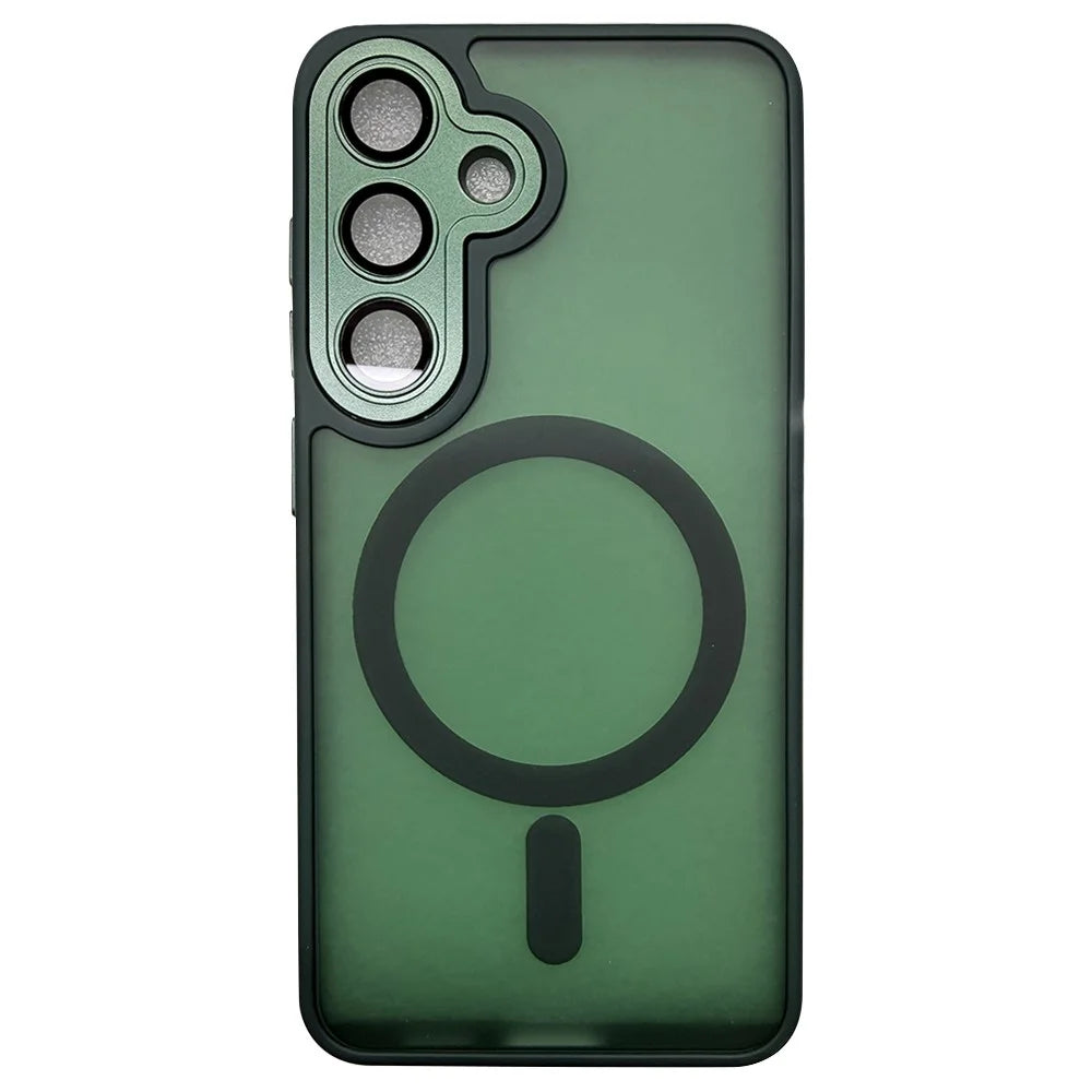 For Samsung Galaxy A35 5G Magnetic Case Skin-Touch PC + TPU Phone Cover - Green - 1
