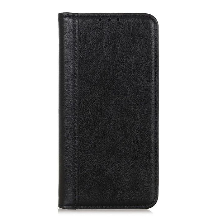For Samsung Galaxy A27 5G Stand Case Split Leather Litchi Texture Wallet Phone Cover - Black - 6