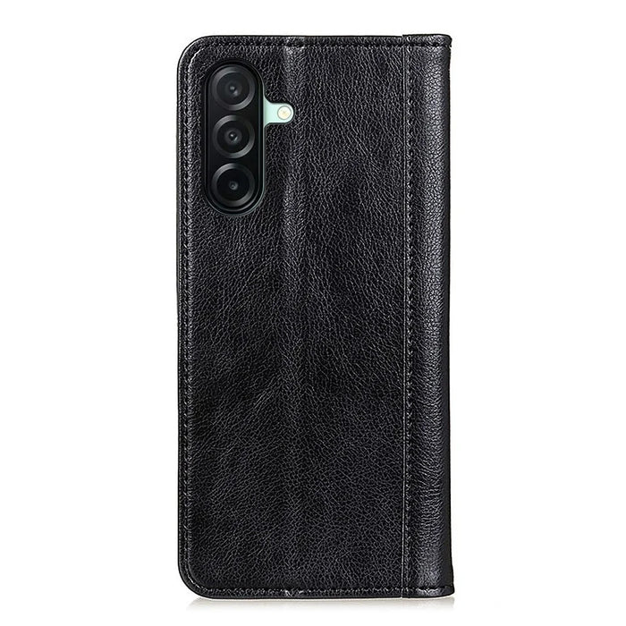 For Samsung Galaxy A27 5G Stand Case Split Leather Litchi Texture Wallet Phone Cover - Black - 7