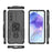 WANLONFENG For Samsung Galaxy A37 5G Phone Case PC TPU Back Cover Kickstand with Tempered Glass - Black - 3