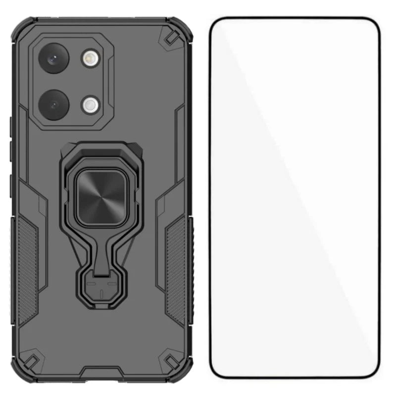 WANLONFENG For Xiaomi Redmi Turbo 5 Max 5G / Xiaomi Poco X8 Pro Max 5G Phone Case PC TPU Back Cover Kickstand with Tempered Glass - Black - 1