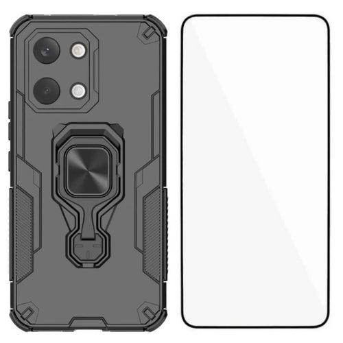WANLONFENG For Xiaomi Redmi Turbo 5 Max 5G / Xiaomi Poco X8 Pro Max 5G Phone Case PC TPU Back Cover Kickstand with Tempered Glass - Black - 1