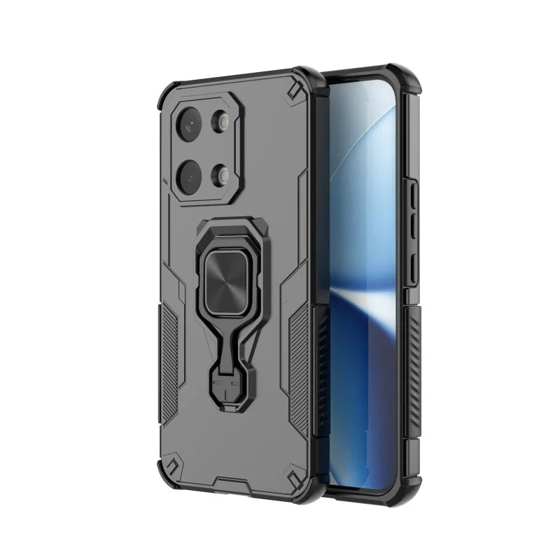WANLONFENG For Xiaomi Redmi Turbo 5 Max 5G / Xiaomi Poco X8 Pro Max 5G Phone Case PC TPU Back Cover Kickstand with Tempered Glass - Black - 2