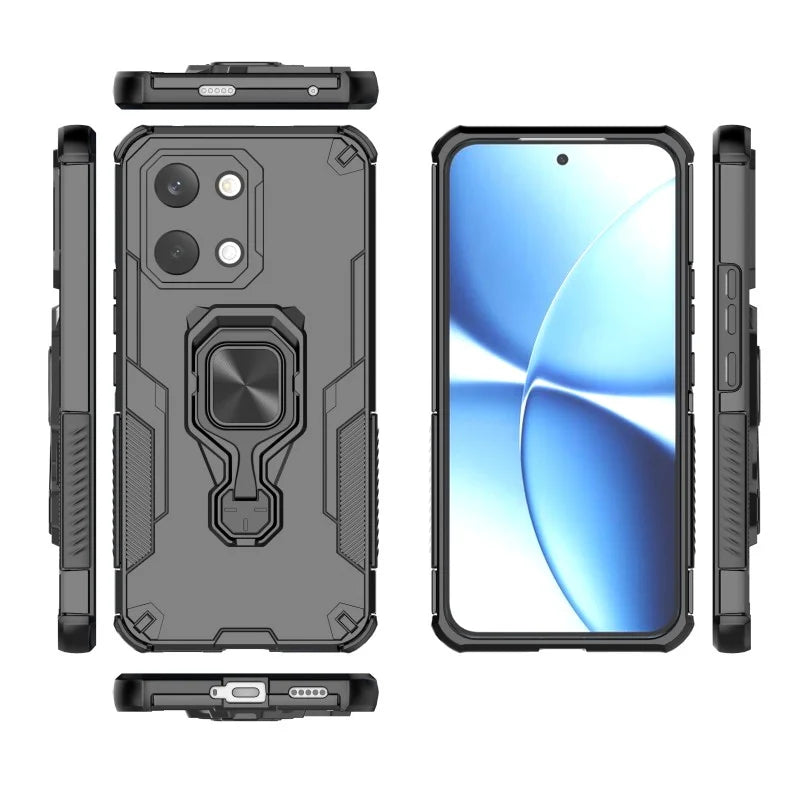 WANLONFENG For Xiaomi Redmi Turbo 5 Max 5G / Xiaomi Poco X8 Pro Max 5G Phone Case PC TPU Back Cover Kickstand with Tempered Glass - Black - 3