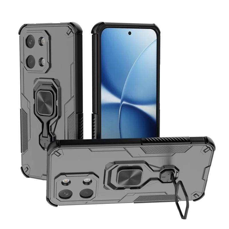 WANLONFENG For Xiaomi Redmi Turbo 5 Max 5G / Xiaomi Poco X8 Pro Max 5G Phone Case PC TPU Back Cover Kickstand with Tempered Glass - Black - 4
