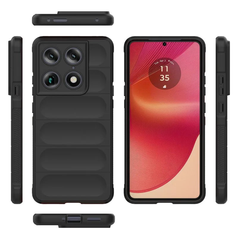 WANLONFENG For Motorola Moto X70 Air Pro 5G / Motorola Signature 5G TPU Case HD Series Anti Slip Phone Cover with Tempered Glass - Black - 5