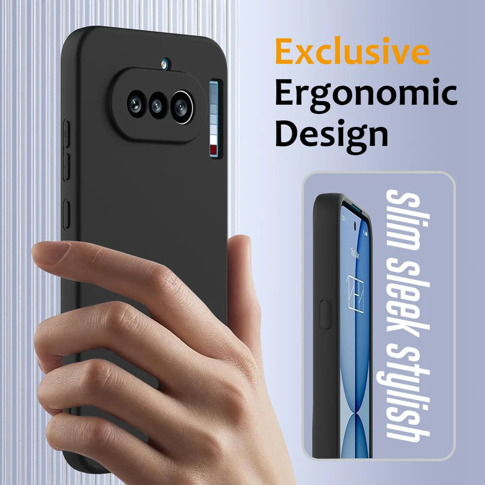 For Nothing Phone (4a) Magnetic Case Anti-Drop Liquid Silicone Phone Cover with Lanyard - Black - 4