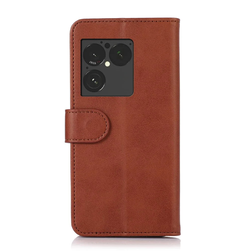 For Sony Xperia 1 VIII Case Cowhide Texture Leather Wallet Phone Cover with Stand - Brown - 7