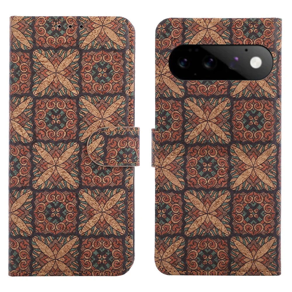 For Google Pixel 11  /  Pixel 11 Pro Leather Wallet Case Bohemian-style TPU PU Phone Cover with Stand - Hearts - 1
