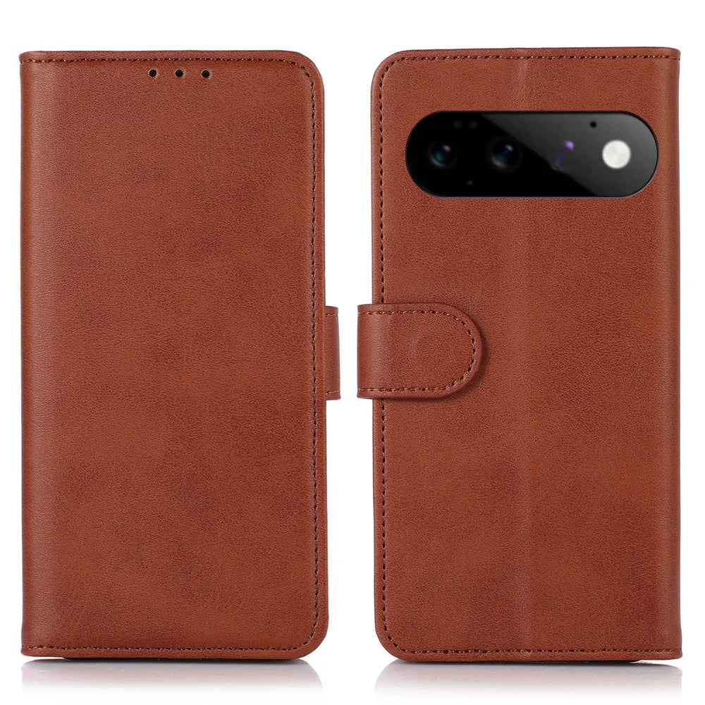 For Google Pixel 11  /  Pixel 11 Pro Case Cowhide Texture Leather Wallet Phone Cover with Stand - Brown - 1