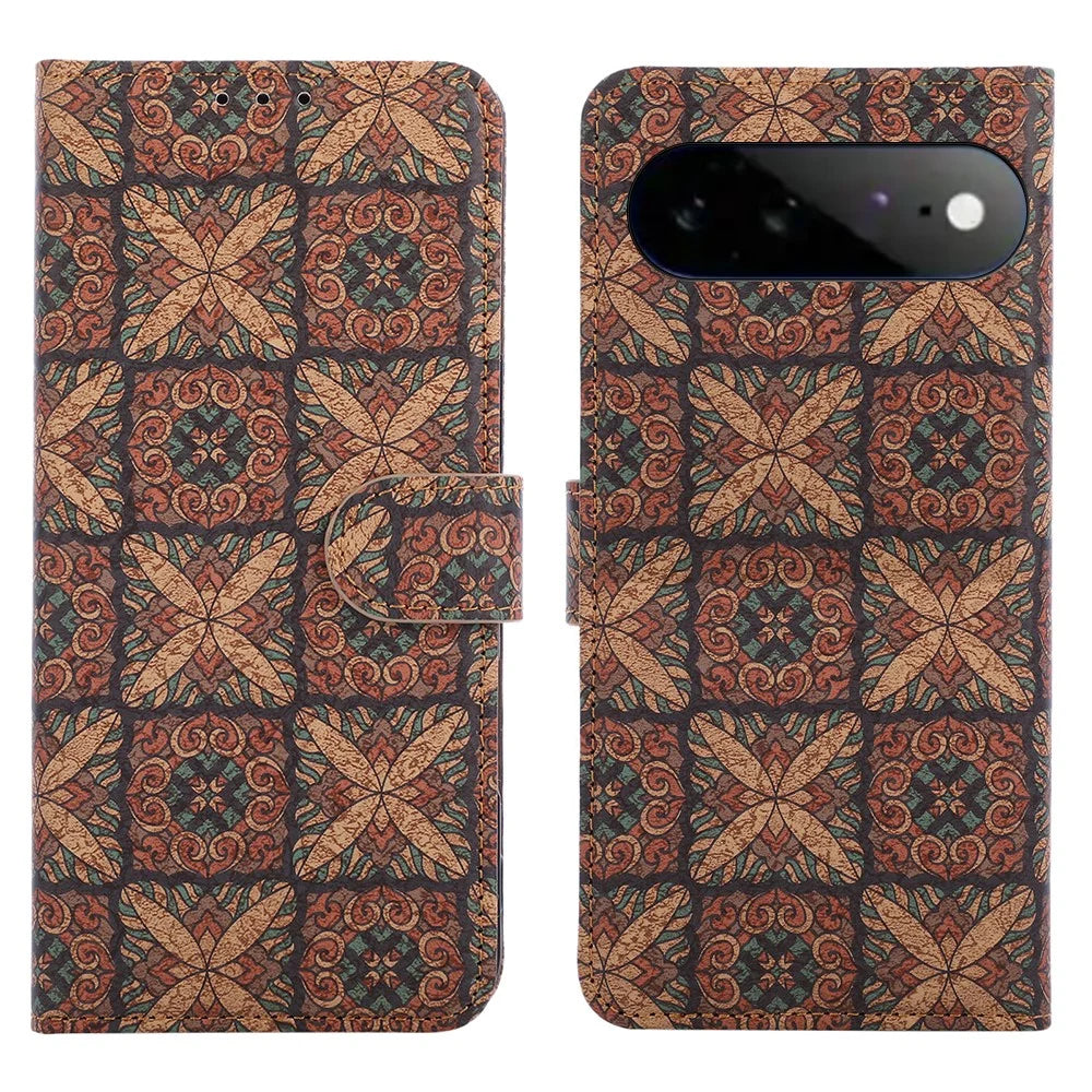 For Google Pixel 11 Pro XL Leather Wallet Case Bohemian-style TPU PU Phone Cover with Stand - Hearts - 1