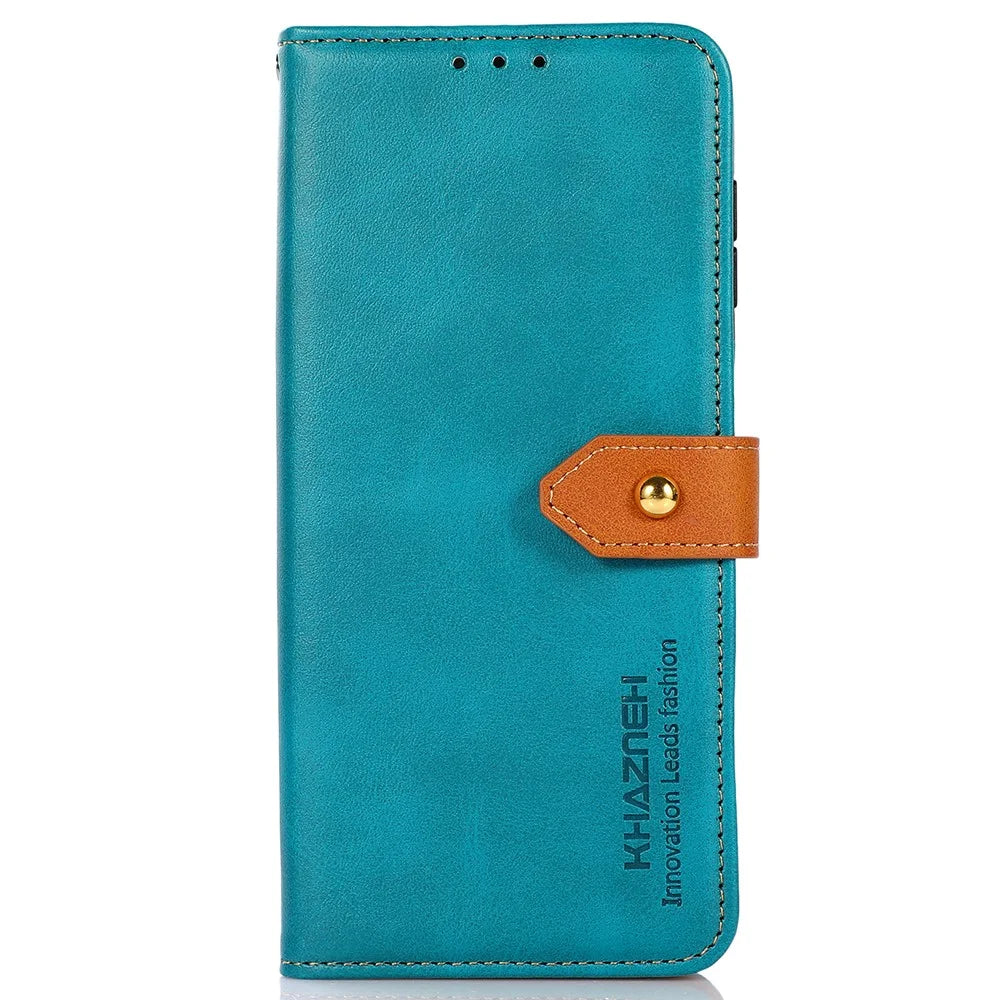KHAZNEH For Google Pixel 11 Pro XL Wallet Case Gold Magnetic Clasp Cowhide Texture Leather Flip Stand Phone Cover - Blue - 6
