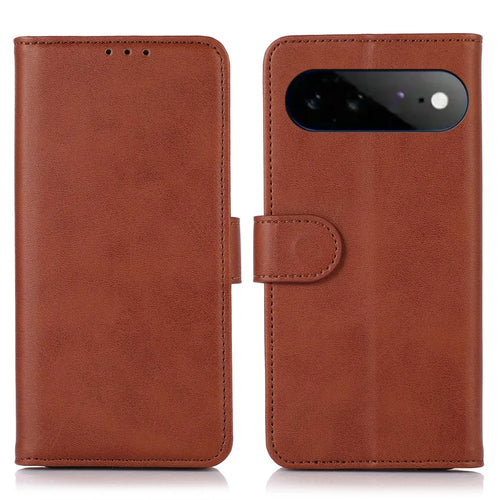 For Google Pixel 11 Pro XL Case Cowhide Texture Leather Wallet Phone Cover with Stand - Brown - 1