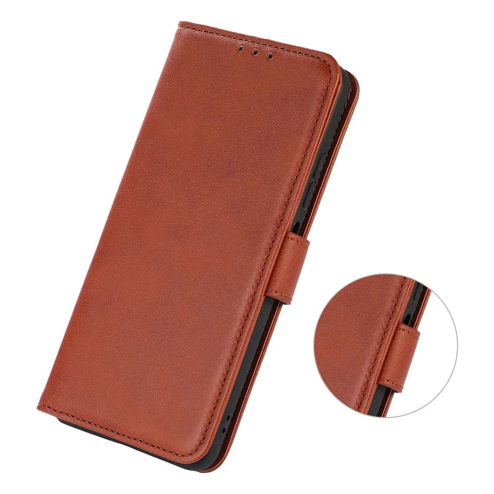 For Google Pixel 11 Pro XL Case Cowhide Texture Leather Wallet Phone Cover with Stand - Brown - 5
