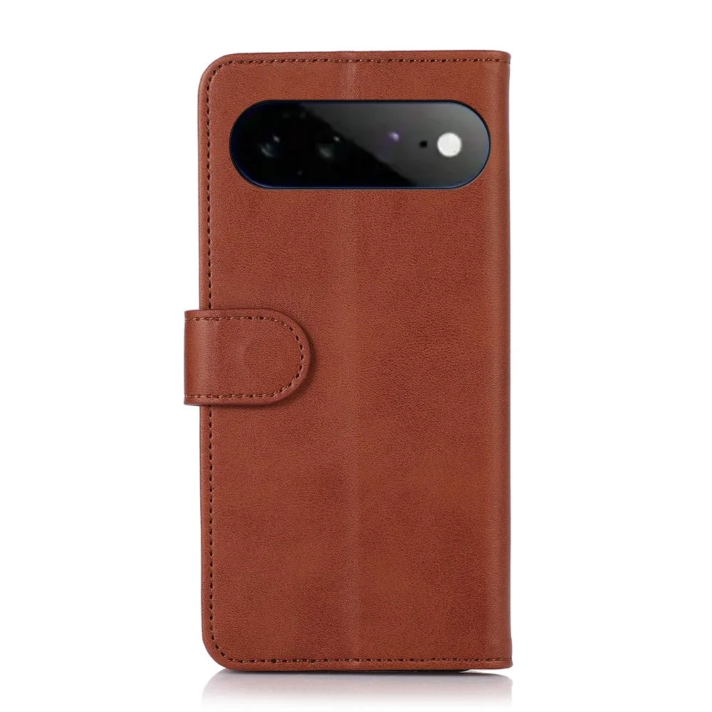 For Google Pixel 11 Pro XL Case Cowhide Texture Leather Wallet Phone Cover with Stand - Brown - 7