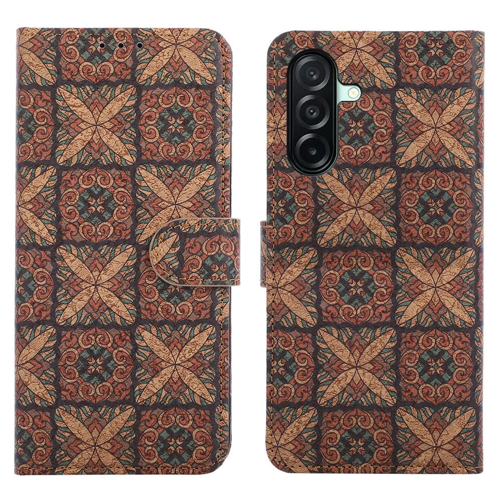 For Samsung Galaxy A27 5G Leather Wallet Case Bohemian-style TPU PU Phone Cover with Stand - Hearts - 1