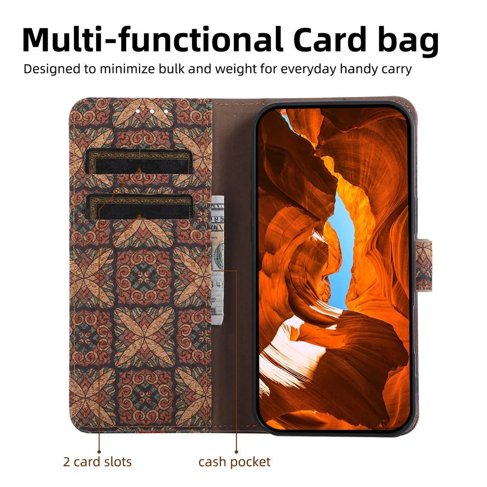 For Samsung Galaxy A27 5G Leather Wallet Case Bohemian-style TPU PU Phone Cover with Stand - Hearts - 3