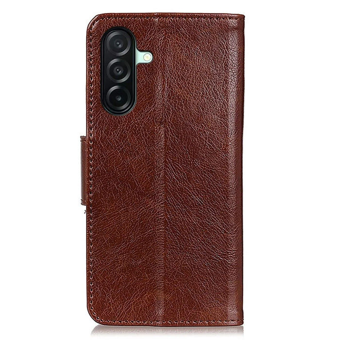 For Samsung Galaxy A27 5G Case Nappa Texture Split Leather Wallet Phone Cover - Brown - 7