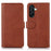 For Samsung Galaxy A27 5G Case Cowhide Texture Leather Wallet Phone Cover with Stand - Brown - 1