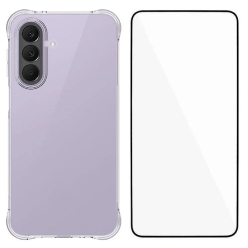 WANLONFENG For Samsung Galaxy A27 5G WL Series Case 2.0mm TPU Phone Cover with Tempered Glass Film - Transparent - 1