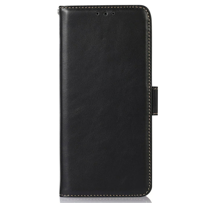 For OnePlus 15T 5G Case RFID Blocking Genuine Cow Leather Wallet Phone Cover - Black - 7