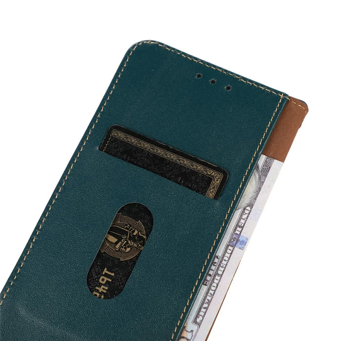 KHAZNEH For OnePlus 15T 5G Case Wallet Genuine Cow Leather Phone Cover Nappa Texture - Green - 5