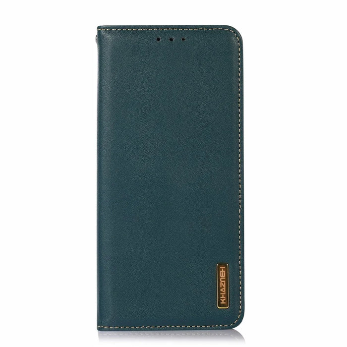 KHAZNEH For OnePlus 15T 5G Case Wallet Genuine Cow Leather Phone Cover Nappa Texture - Green - 6