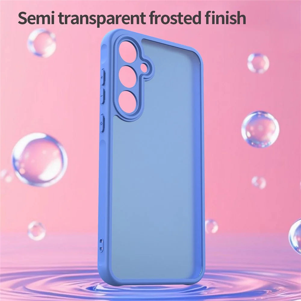 For Samsung Galaxy A15 4G  /  A15 5G Case Drop Proof Airbags Frosted Translucent PC + TPU Phone Back Cover - Baby Blue - 4