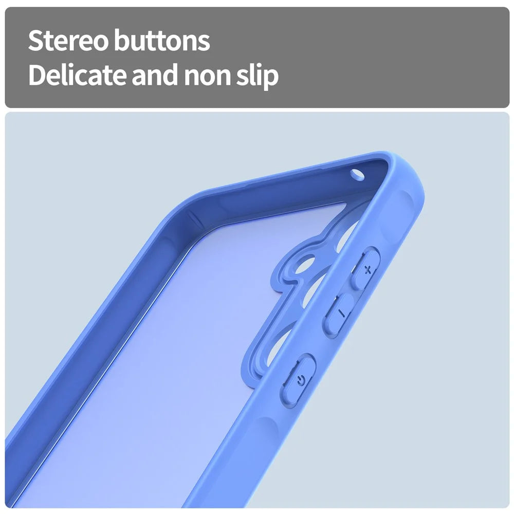 For Samsung Galaxy A15 4G  /  A15 5G Case Drop Proof Airbags Frosted Translucent PC + TPU Phone Back Cover - Baby Blue - 5