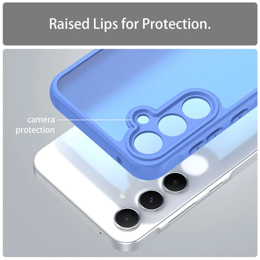 For Samsung Galaxy A15 4G  /  A15 5G Case Drop Proof Airbags Frosted Translucent PC + TPU Phone Back Cover - Baby Blue - 6