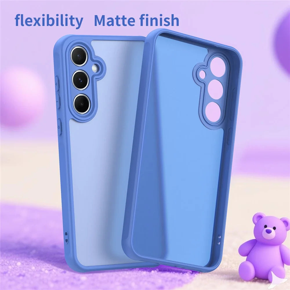 For Samsung Galaxy A15 4G  /  A15 5G Case Drop Proof Airbags Frosted Translucent PC + TPU Phone Back Cover - Baby Blue - 7