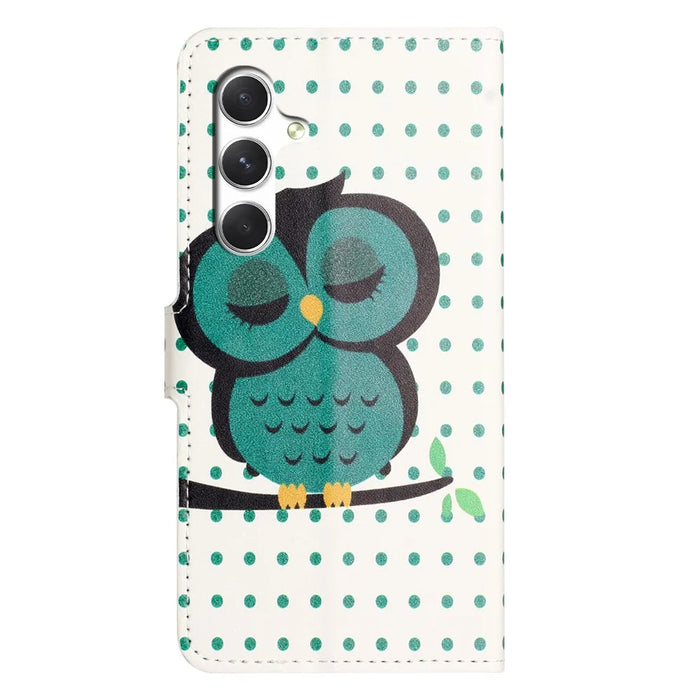 For Samsung Galaxy A27 5G Case Pattern Print PU Leather Wallet Phone Cover - Dots Owl - 5