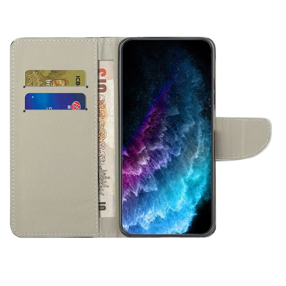 For Samsung Galaxy A27 5G Case Pattern Printing Cross Texture Leather Phone Cover - Green Tree - 3