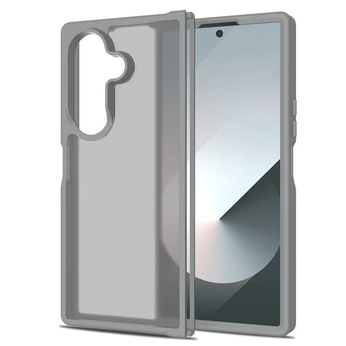 For Samsung Galaxy Z Fold7 5G Translucent Case Anti-fingerprint Shockproof TPU PC Protective Cover - Grey - 1