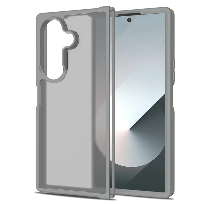For Samsung Galaxy Z Fold7 5G Translucent Case Anti-fingerprint Shockproof TPU PC Protective Cover - Grey - 1