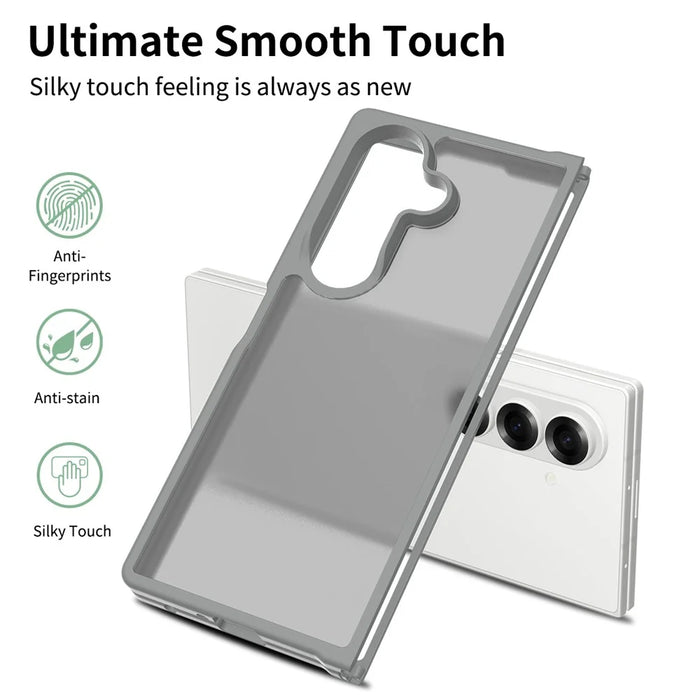 For Samsung Galaxy Z Fold7 5G Translucent Case Anti-fingerprint Shockproof TPU PC Protective Cover - Grey - 2