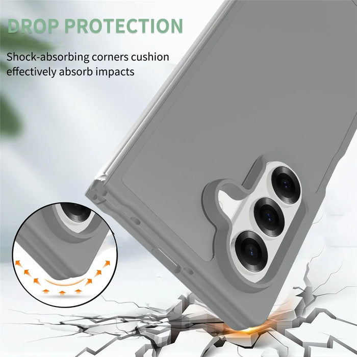 For Samsung Galaxy Z Fold7 5G Translucent Case Anti-fingerprint Shockproof TPU PC Protective Cover - Grey - 3