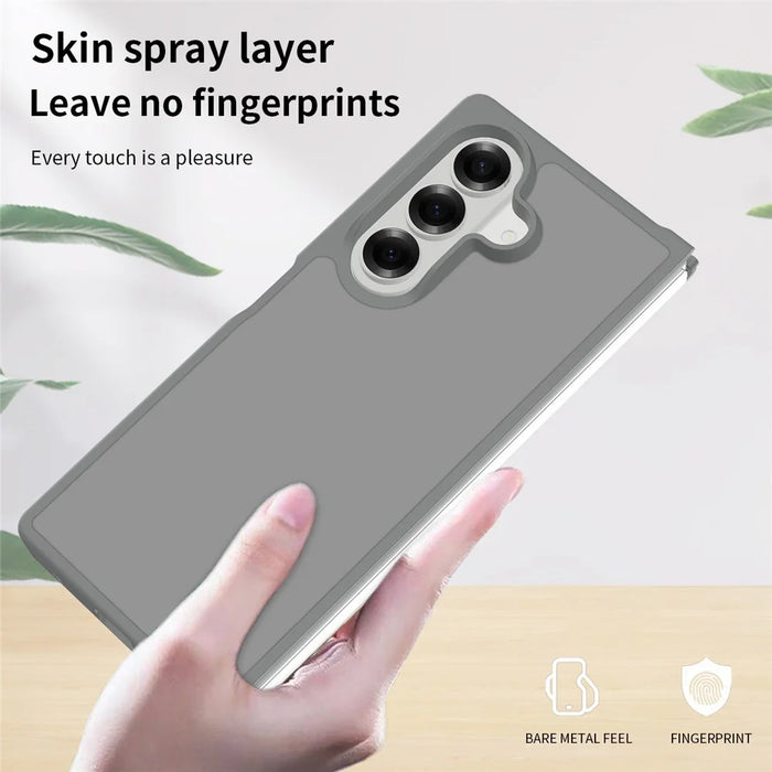 For Samsung Galaxy Z Fold7 5G Translucent Case Anti-fingerprint Shockproof TPU PC Protective Cover - Grey - 4