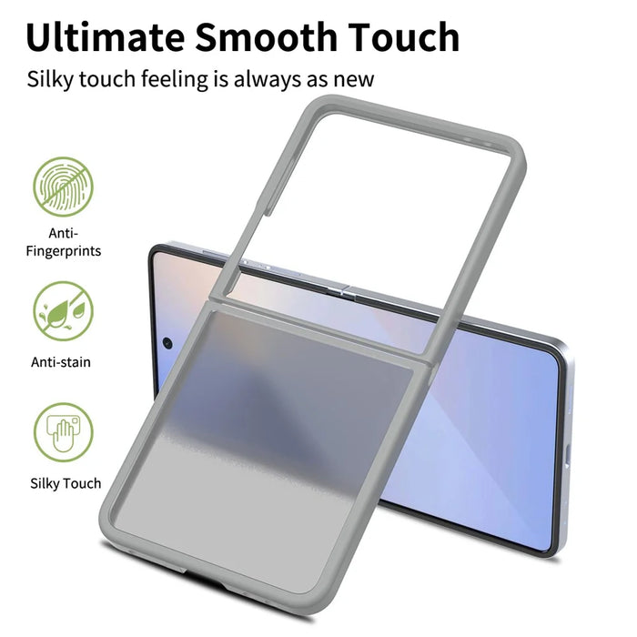 For Samsung Galaxy Z Flip7 5G Translucent Case Anti-fingerprint Shockproof TPU PC Protective Cover - Grey - 3