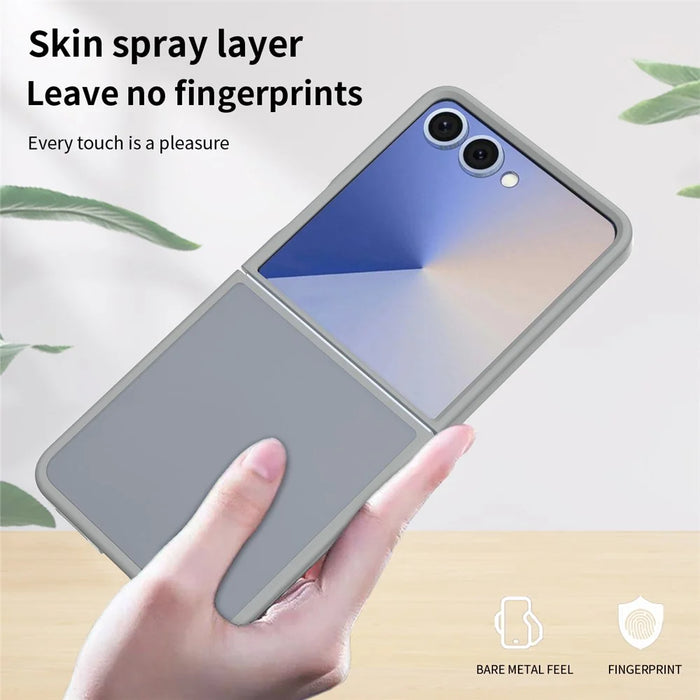 For Samsung Galaxy Z Flip7 5G Translucent Case Anti-fingerprint Shockproof TPU PC Protective Cover - Grey - 5