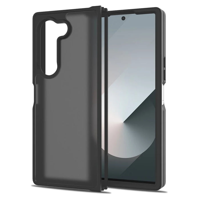 For Samsung Galaxy Z Fold6 5G Translucent Case Anti-fingerprint Shockproof TPU PC Protective Cover - Black - 1