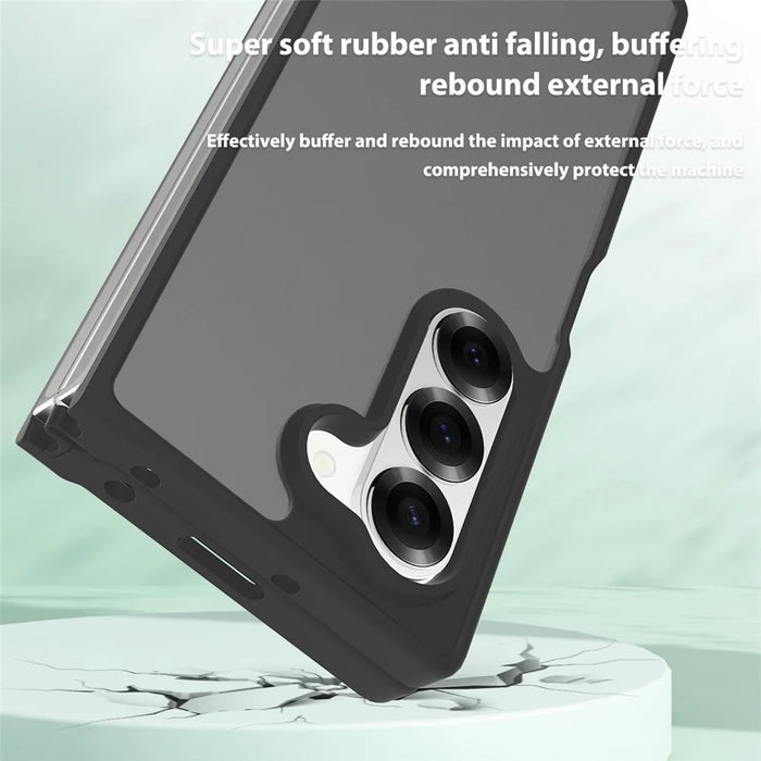 For Samsung Galaxy Z Fold6 5G Translucent Case Anti-fingerprint Shockproof TPU PC Protective Cover - Black - 3